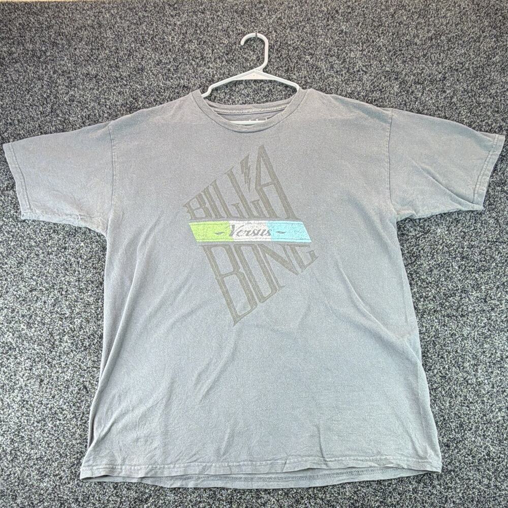 Billabong Billa Versus Bong Graphic T-Shirt Mens Large Gray Surf Short Sleeve